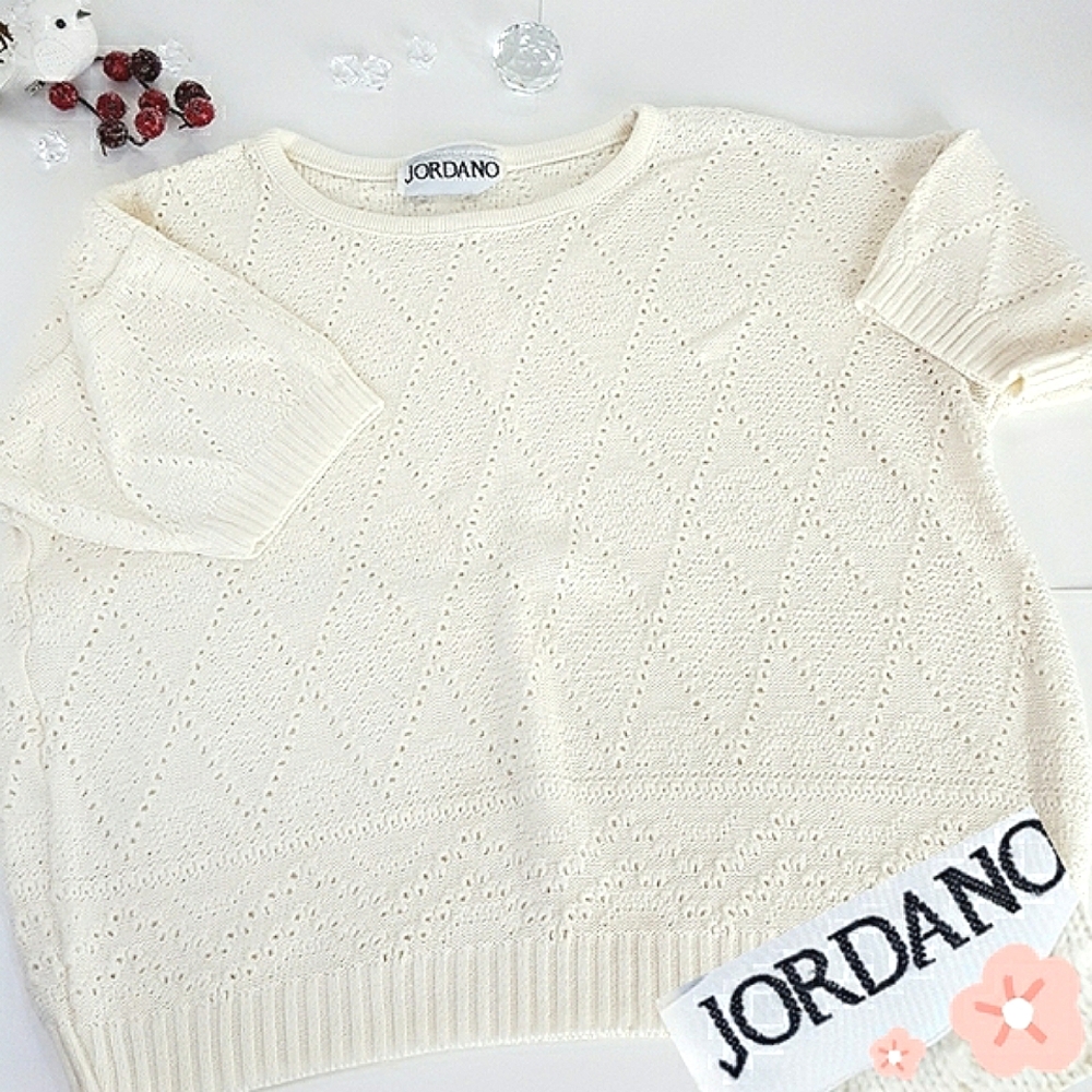 Jordano Sweater🌾 Cream Crew Neck Short Sleeve Brethable Short Knit Top